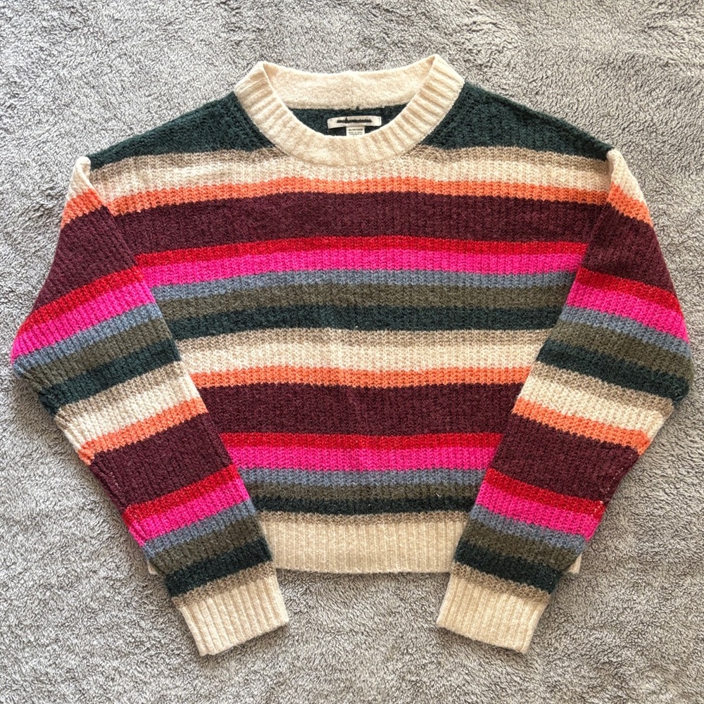 American Eagle Outfitters Colorful Striped Crop Sweater